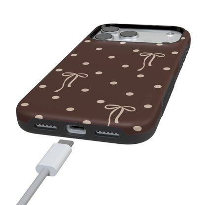 Teddy Bows | Brown Polka Dot Case