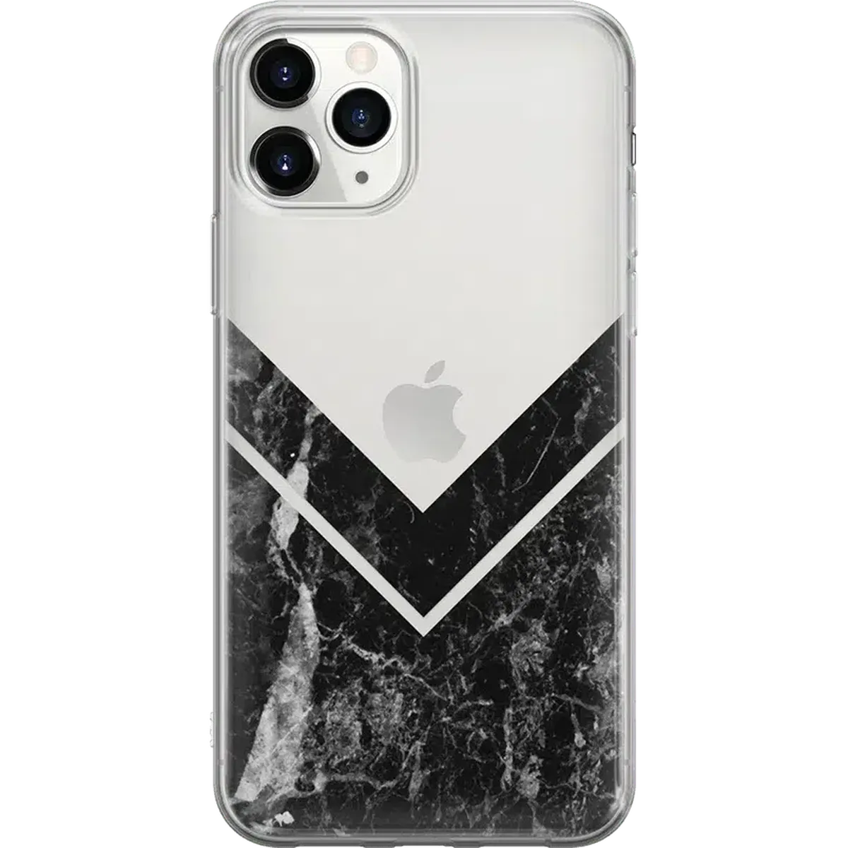Sleek and Simple | Black Marble V Clear Case