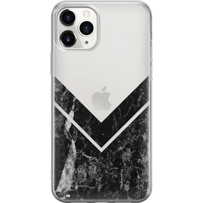 Sleek and Simple | Black Marble V Clear Case