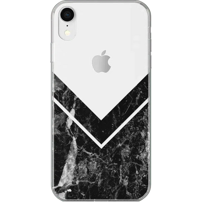 Sleek and Simple | Black Marble V Clear Case